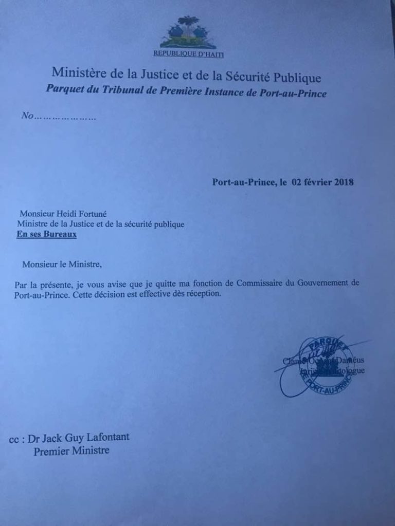 lettre démission commissaire du gouvernement ocnam dameus